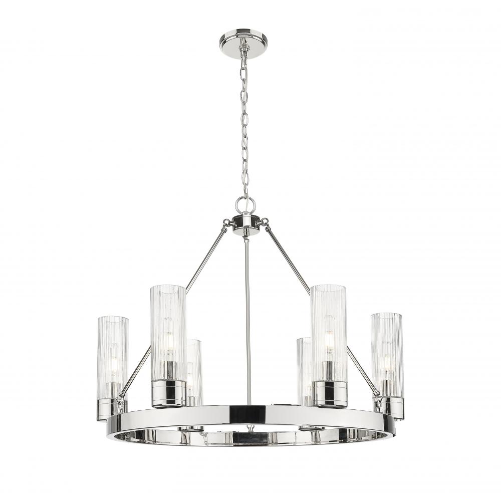 Boreas - 6 Light - 29 inch - Polished Nickel - Chandelier