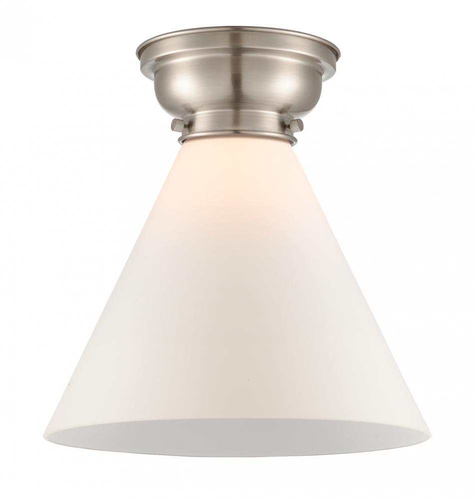 Cone - 1 Light - 12 inch - Brushed Satin Nickel - Flush Mount