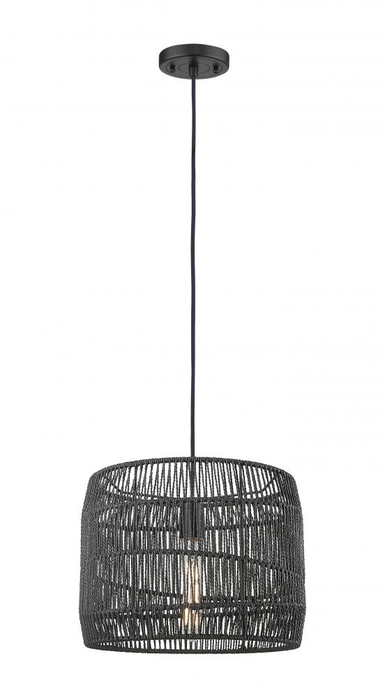 Elwood - 1 Light - 14 inch - Matte Black Elwood Rope - Cord hung - Pendant