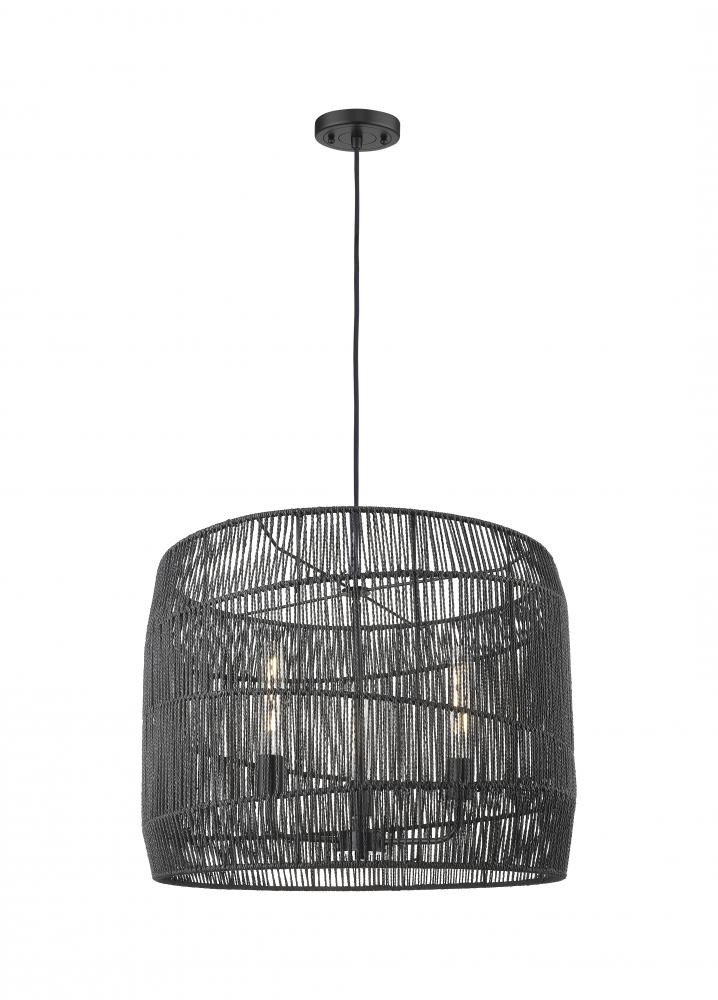 Elwood - 3 Light - 24 inch - Matte Black Elwood Rope - Cord hung - Pendant