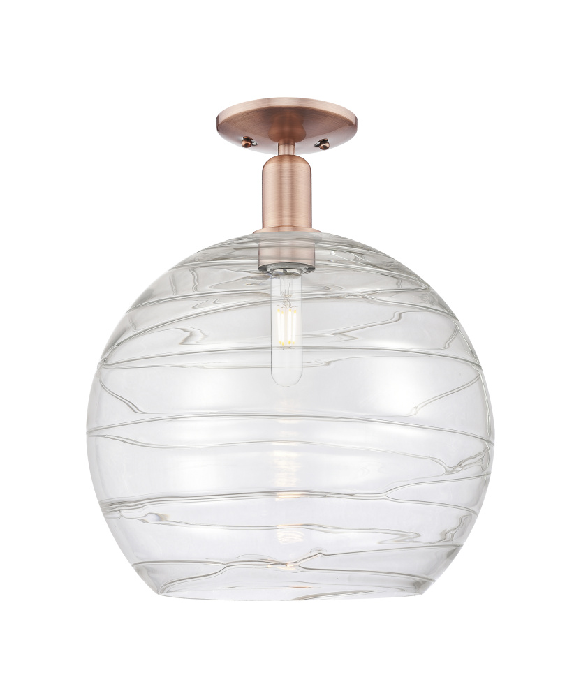 Athens Deco Swirl - 1 Light - 14 inch - Antique Copper - Semi-Flush Mount