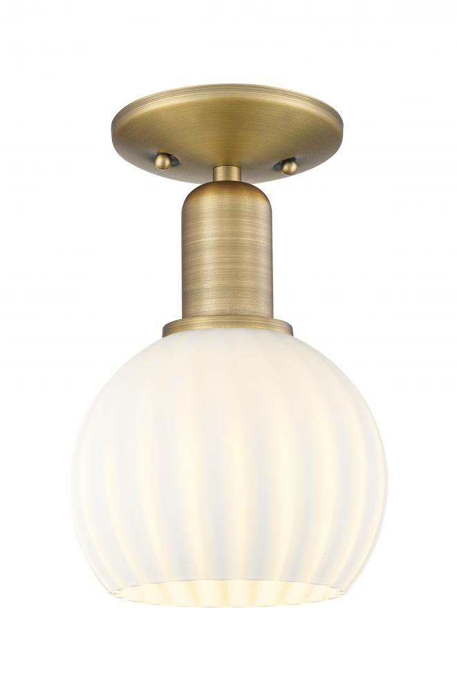 White Venetian - 1 Light - 6 inch - Brushed Brass - Semi-Flush Mount