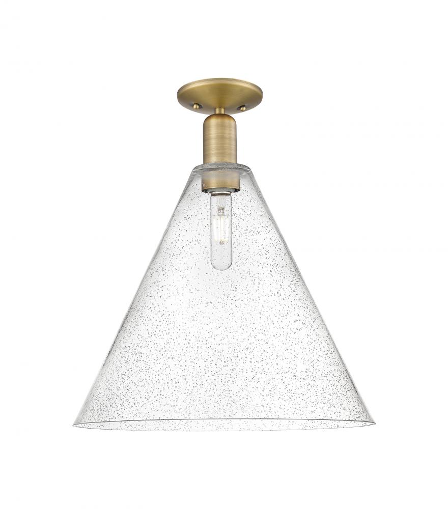 Berkshire Glass - 1 Light - 16 inch - Brushed Brass - Semi-Flush Mount