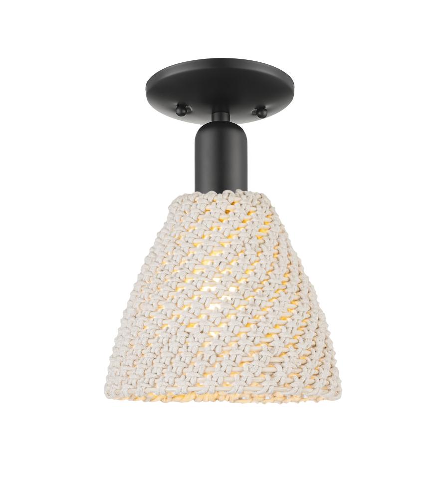 Bristol Natural - 1 Light - 6 inch - Matte Black - Semi-Flush Mount