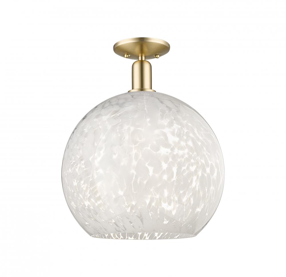 White Mouchette - 1 Light - 14 inch - Champagne Bronze - Semi-Flush Mount