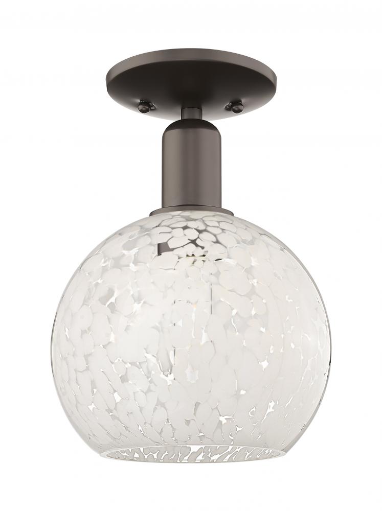 White Mouchette - 1 Light - 8 inch - Oil Rubbed Bronze - Semi-Flush Mount