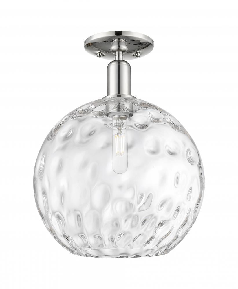 Athens Water Glass - 1 Light - 12 inch - Polished Nickel - Semi-Flush Mount