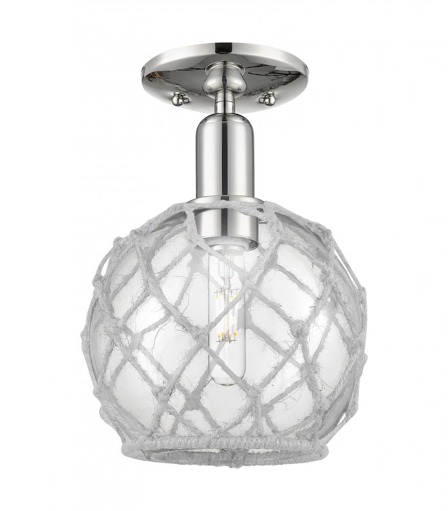 Farmhouse Rope - 1 Light - 8 inch - Polished Nickel - Semi-Flush Mount