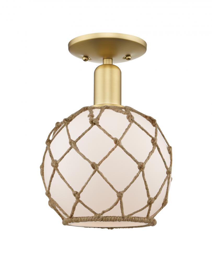 Farmhouse Rope - 1 Light - 8 inch - Satin Gold - Semi-Flush Mount