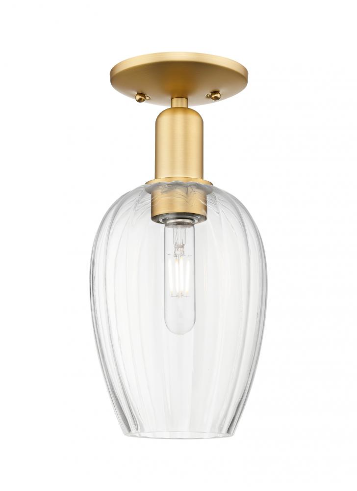 Preston Flute - 1 Light - 6 inch - Satin Gold - Semi-Flush Mount