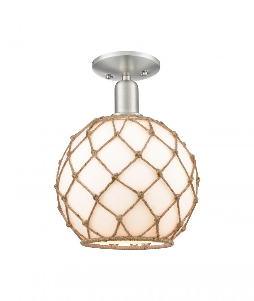 Farmhouse Rope - 1 Light - 10 inch - Brushed Satin Nickel - Semi-Flush Mount