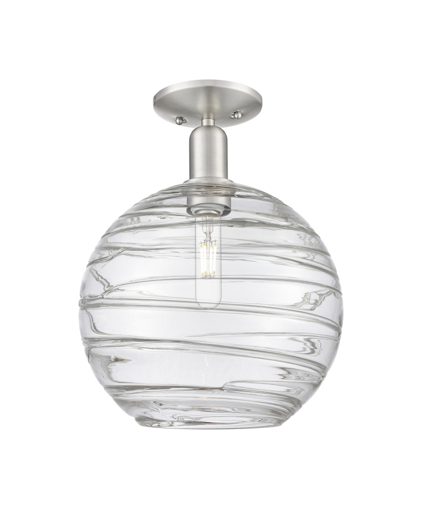 Athens Deco Swirl - 1 Light - 12 inch - Brushed Satin Nickel - Semi-Flush Mount