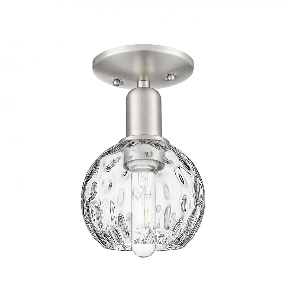 Athens Water Glass - 1 Light - 6 inch - Brushed Satin Nickel - Semi-Flush Mount