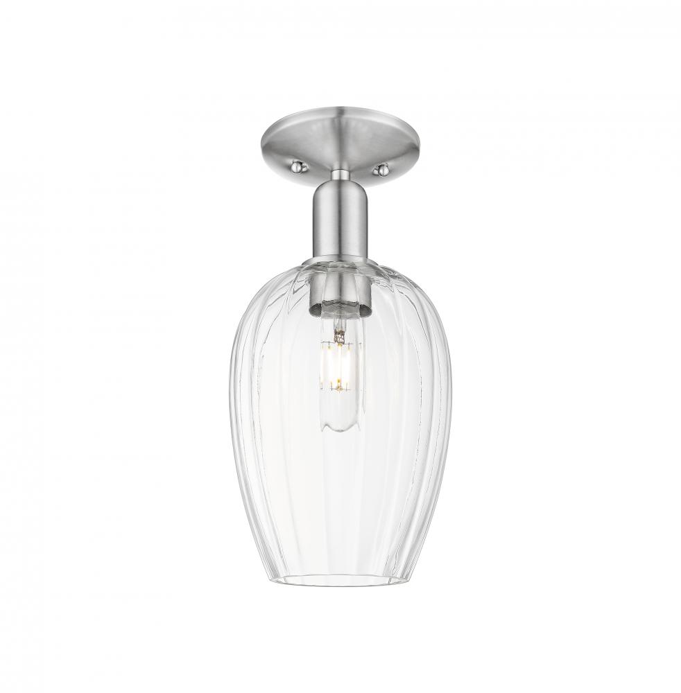 Preston Flute - 1 Light - 6 inch - Brushed Satin Nickel - Semi-Flush Mount