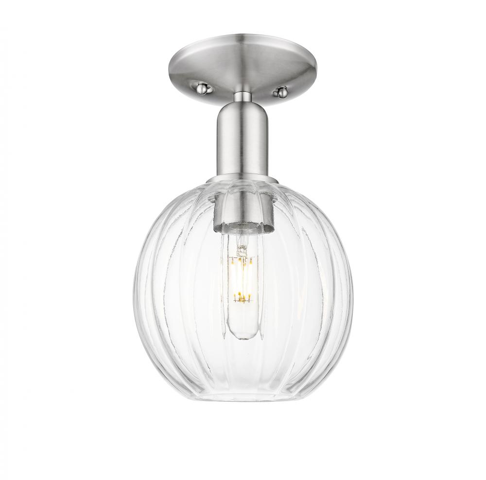 Preston Globe - 1 Light - 6 inch - Brushed Satin Nickel - Semi-Flush Mount