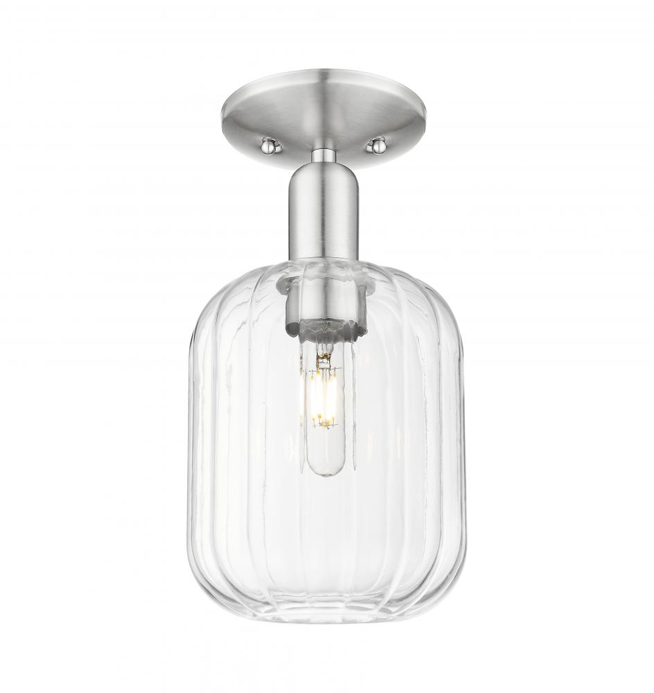 Preston Cylinder - 1 Light - 6 inch - Brushed Satin Nickel - Semi-Flush Mount