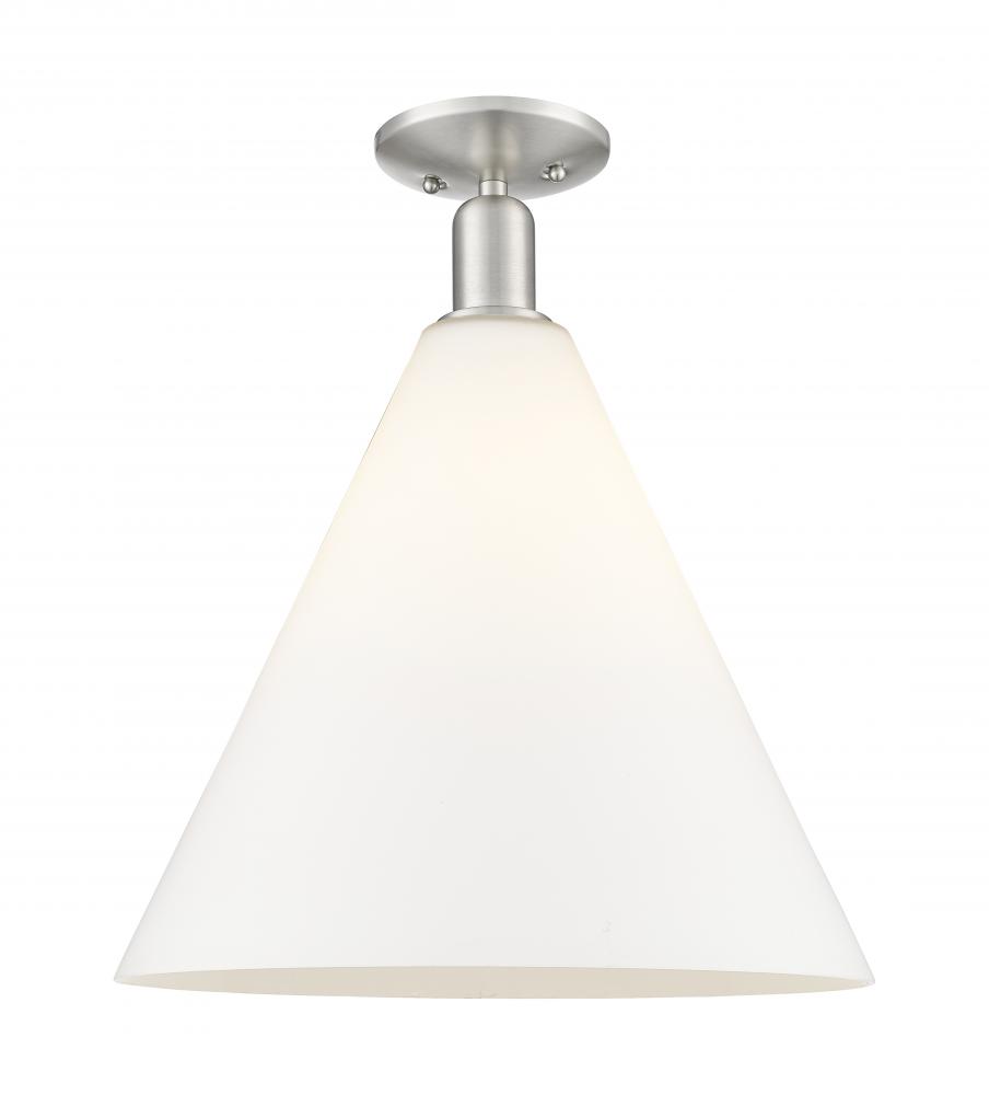 Berkshire Glass - 1 Light - 16 inch - Brushed Satin Nickel - Semi-Flush Mount