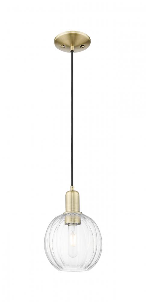 Preston Globe - 1 Light - 6 inch - Antique Brass - Cord hung - Mini Pendant