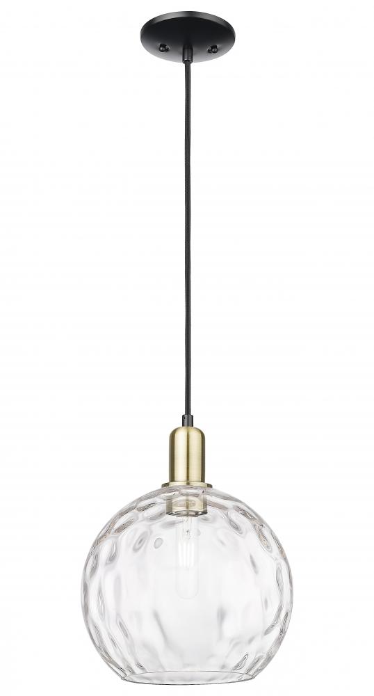 Athens Water Glass - 1 Light - 10 inch - Black Antique Brass - Cord hung - Mini Pendant
