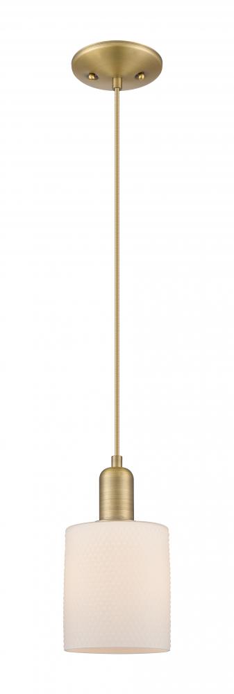 Cobbleskill - 1 Light - 5 inch - Brushed Brass - Cord hung - Mini Pendant