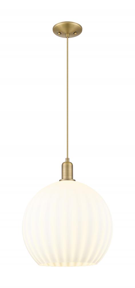 White Venetian - 1 Light - 14 inch - Brushed Brass - Cord hung - Mini Pendant