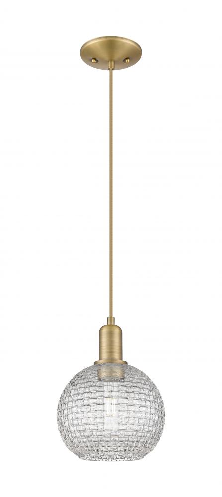 Athens - 1 Light - 8 inch - Brushed Brass - Cord hung - Mini Pendant