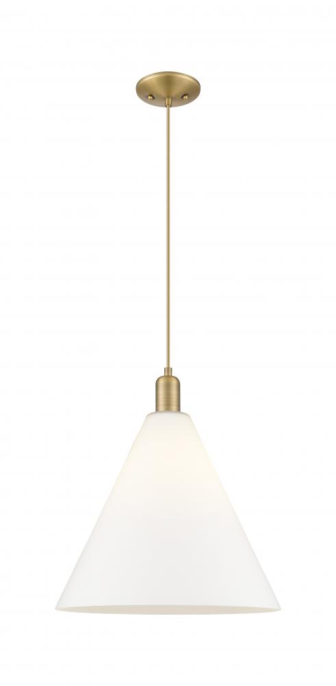 Berkshire Glass - 1 Light - 16 inch - Brushed Brass - Cord hung - Mini Pendant