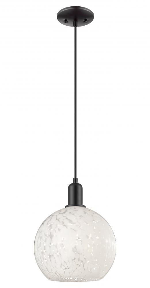 White Mouchette - 1 Light - 10 inch - Matte Black - Cord hung - Mini Pendant