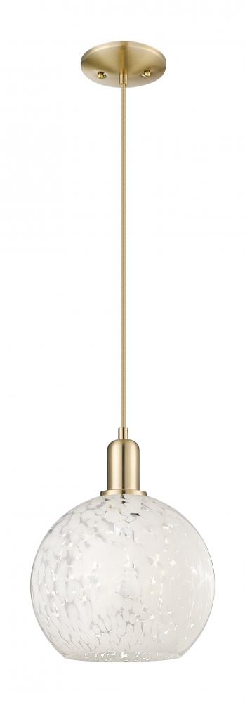 White Mouchette - 1 Light - 10 inch - Champagne Bronze - Cord hung - Mini Pendant