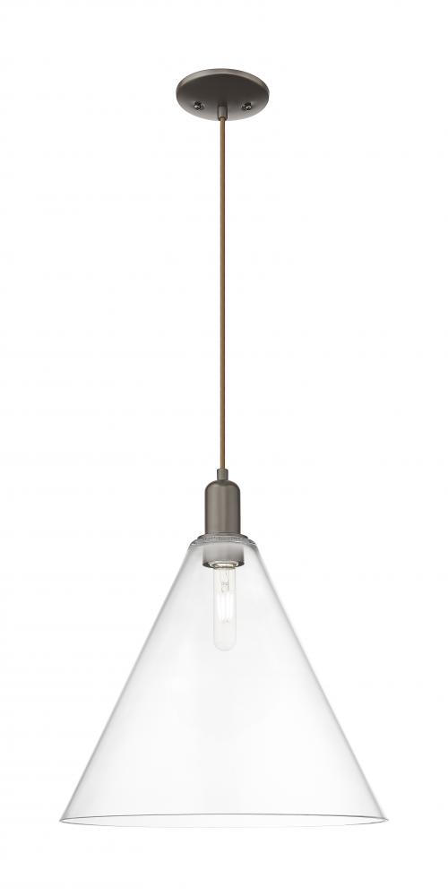 Berkshire Glass - 1 Light - 16 inch - Oil Rubbed Bronze - Cord hung - Mini Pendant