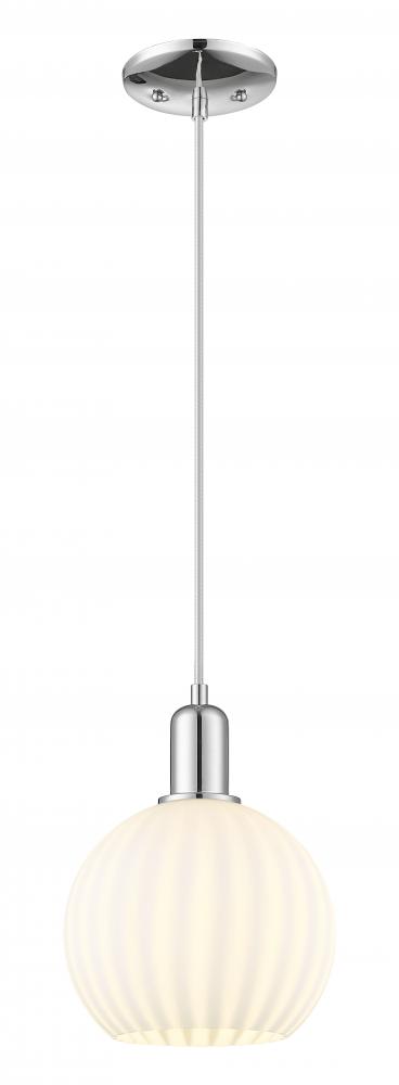 White Venetian - 1 Light - 8 inch - Polished Chrome - Cord hung - Mini Pendant