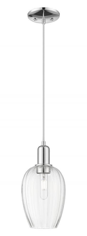 Preston Flute - 1 Light - 6 inch - Polished Chrome - Cord hung - Mini Pendant