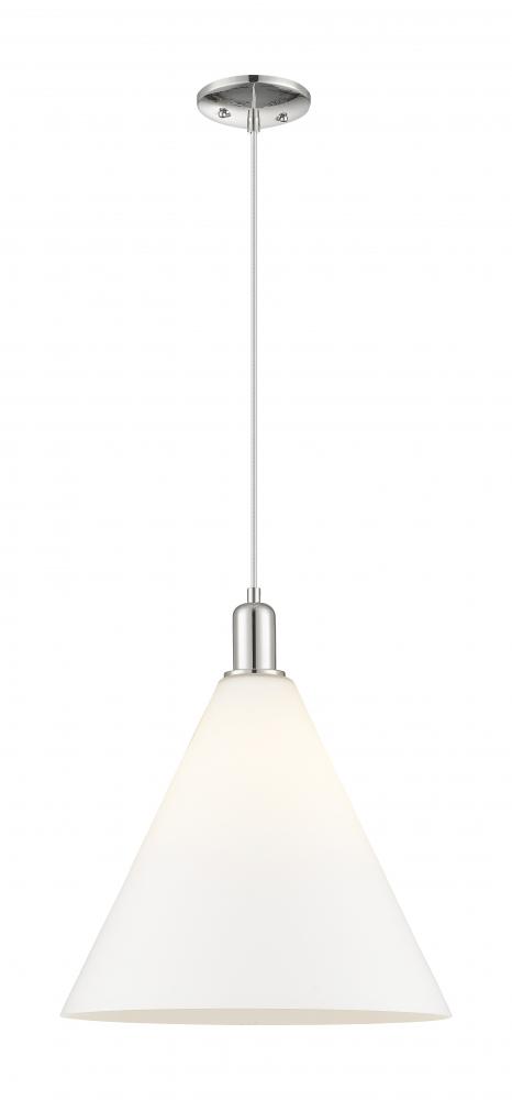 Berkshire Glass - 1 Light - 16 inch - Polished Nickel - Cord hung - Mini Pendant