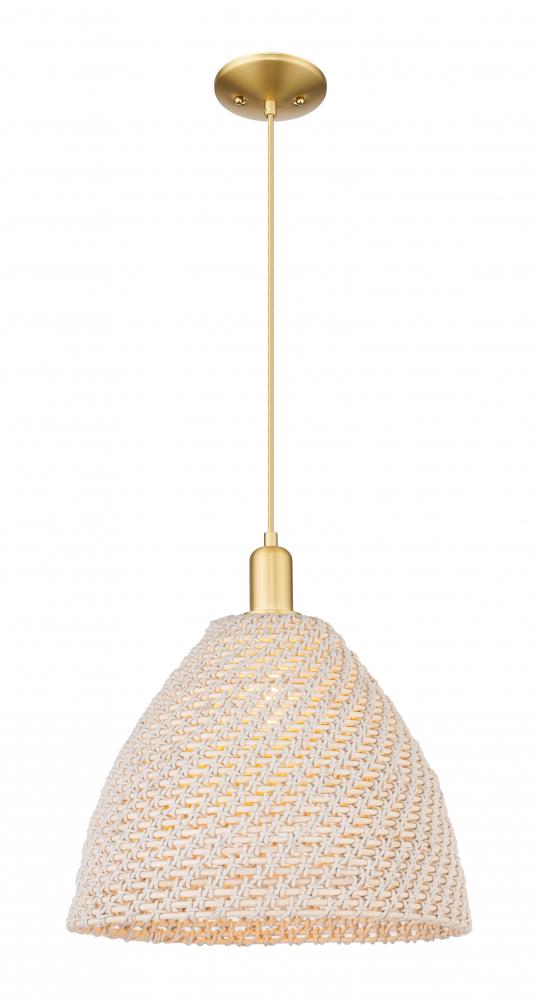 Bristol Natural - 1 Light - 6 inch - Satin Gold - Cord hung - Mini Pendant