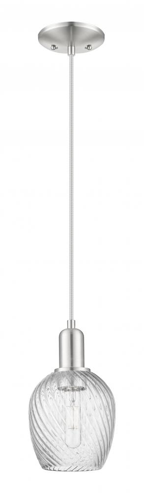 Salina - 1 Light - 6 inch - Brushed Satin Nickel - Cord hung - Mini Pendant