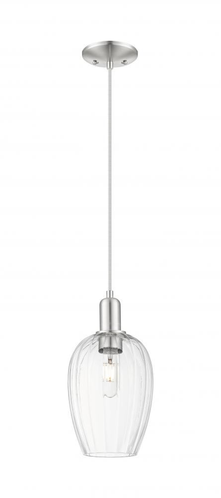 Preston Flute - 1 Light - 6 inch - Brushed Satin Nickel - Cord hung - Mini Pendant