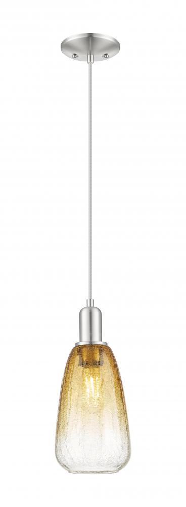 Brookhaven Almond - 1 Light - 6 inch - Brushed Satin Nickel - Cord hung - Mini Pendant