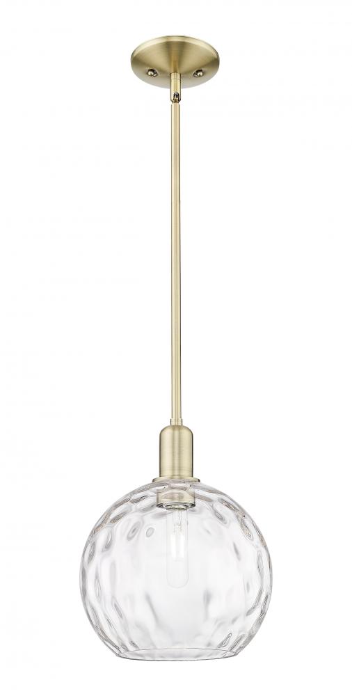 Athens Water Glass - 1 Light - 10 inch - Antique Brass - Stem hung - Mini Pendant