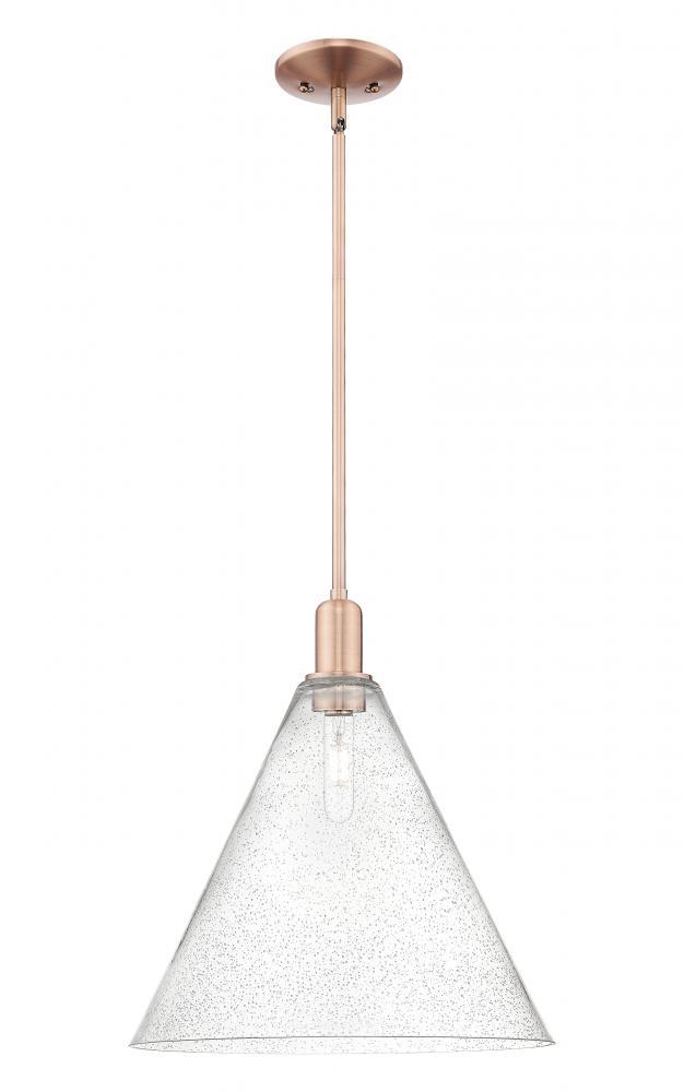 Berkshire Glass - 1 Light - 16 inch - Antique Copper - Stem hung - Mini Pendant
