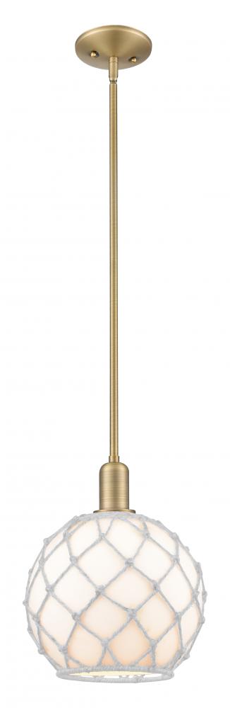 Farmhouse Rope - 1 Light - 10 inch - Brushed Brass - Stem hung - Mini Pendant