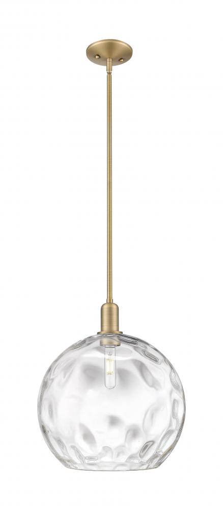 Athens Water Glass - 1 Light - 13 inch - Brushed Brass - Stem hung - Mini Pendant