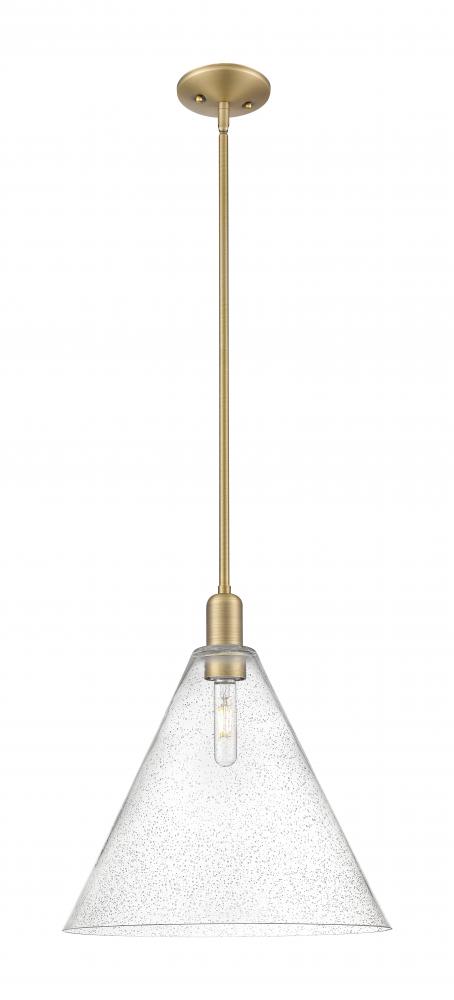 Berkshire Glass - 1 Light - 16 inch - Brushed Brass - Stem hung - Mini Pendant