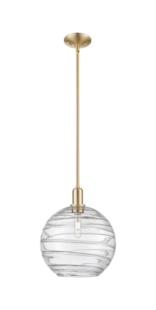 Athens Deco Swirl - 1 Light - 12 inch - Champagne Bronze - Stem hung - Mini Pendant