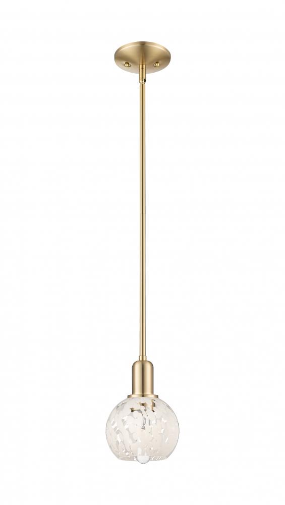White Mouchette - 1 Light - 6 inch - Champagne Bronze - Stem hung - Mini Pendant