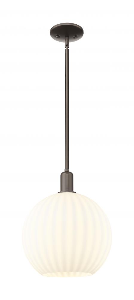 White Venetian - 1 Light - 12 inch - Oil Rubbed Bronze - Stem hung - Mini Pendant