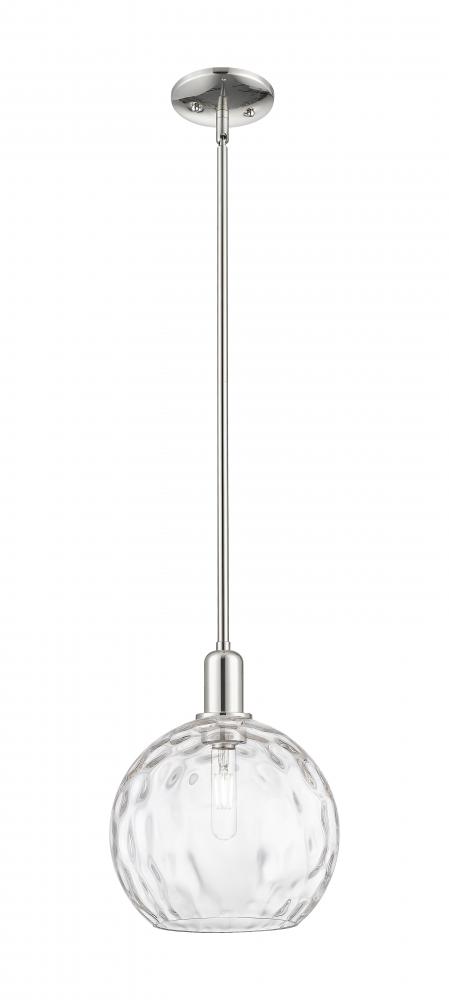 Athens Water Glass - 1 Light - 10 inch - Polished Nickel - Stem hung - Mini Pendant
