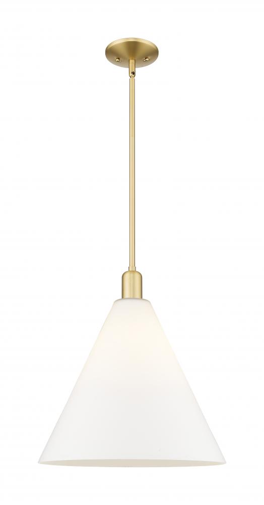 Berkshire Glass - 1 Light - 16 inch - Satin Gold - Stem hung - Mini Pendant