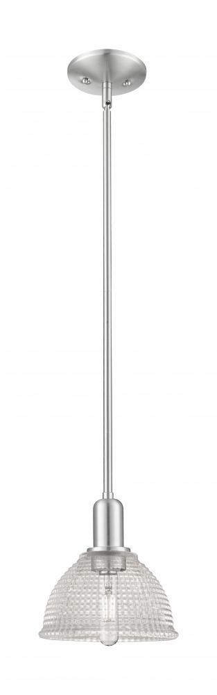 Arietta - 1 Light - 8 inch - Brushed Satin Nickel - Stem hung - Mini Pendant