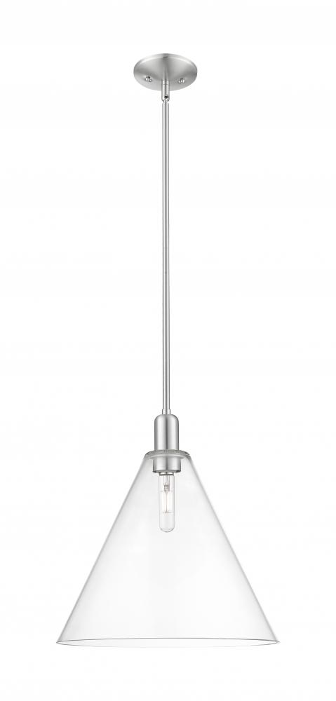 Berkshire Glass - 1 Light - 16 inch - Brushed Satin Nickel - Stem hung - Mini Pendant