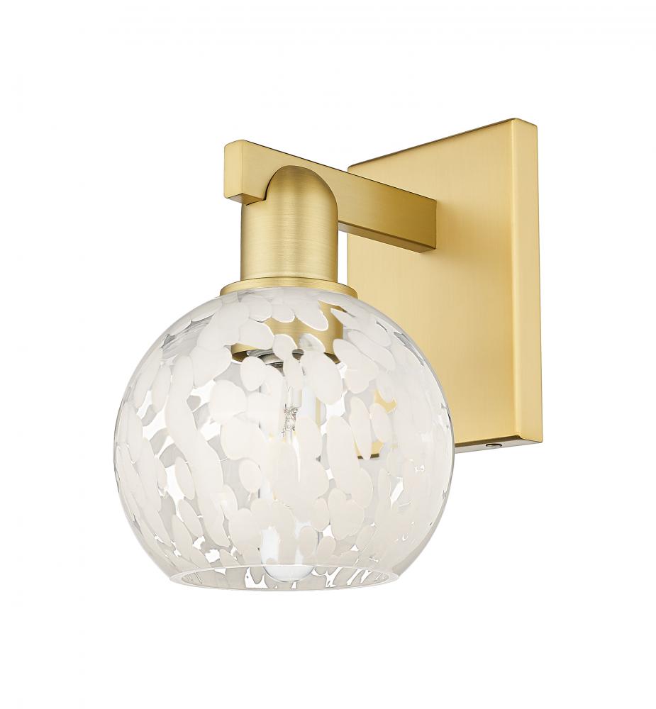 White Mouchette - 1 Light - 6 inch - Satin Gold - Sconce